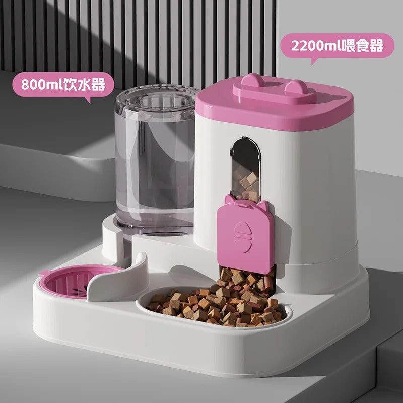 Pets Bowl Automatic Feeder with Spill Proof Design with Water Fountain Pet Food Dispenser for Small Medium Large Cats Dogs
