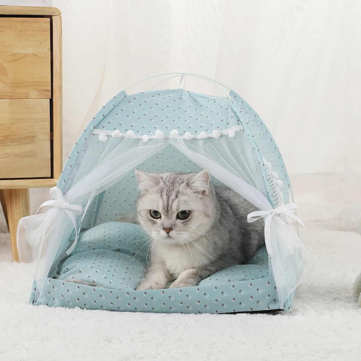 Pet Tent-Bed Cats House-Basket Beds Winter Clamshell Kitten