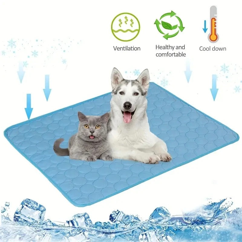 Dog Cooling Mat for Dogs & Cats, Ice Silk Breathable Summer Cooling Pad, Washable Foldable Pet Bed for Crate, Home & Travel