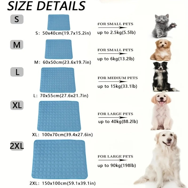 Dog Cooling Mat for Dogs & Cats, Ice Silk Breathable Summer Cooling Pad, Washable Foldable Pet Bed for Crate, Home & Travel