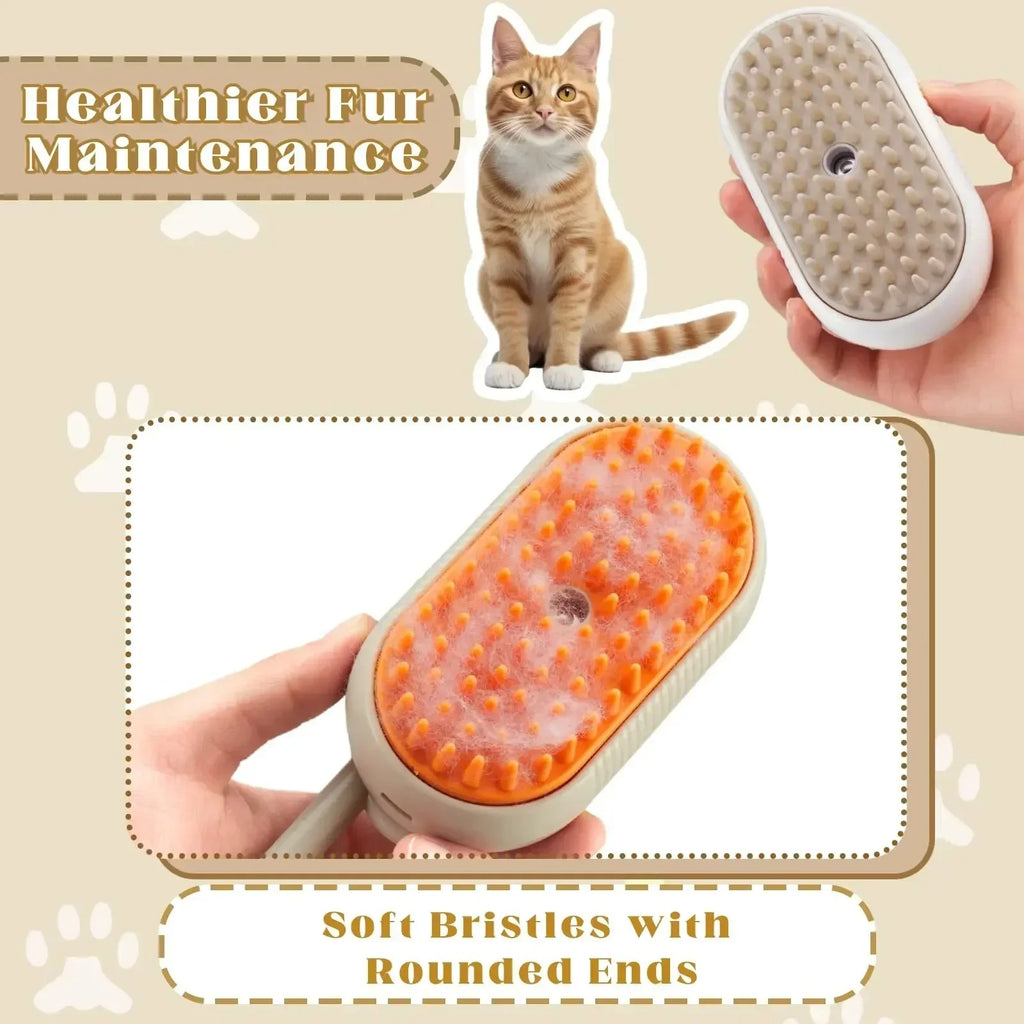 Steam Pet Brush 3-in-1 Massage Pet Steamy Brush Spray Beauty Tangled and Loose Hair Removal Cats Grooming Comb Dogs