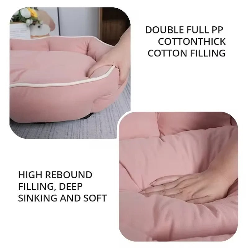 Dog Bed for Large Medium Small Dogs, Rectangular Washable Sleeping Puppy Bed, Soft Calming Cat Beds for Indoor Cats, Orthopedic Pet Sofa Bed, Anti-Slip Bottom with Multiple Size
