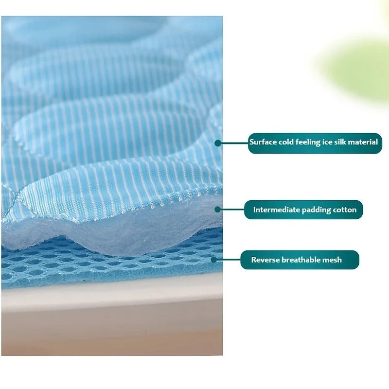 Dog Cooling Mat for Dogs & Cats, Ice Silk Breathable Summer Cooling Pad, Washable Foldable Pet Bed for Crate, Home & Travel