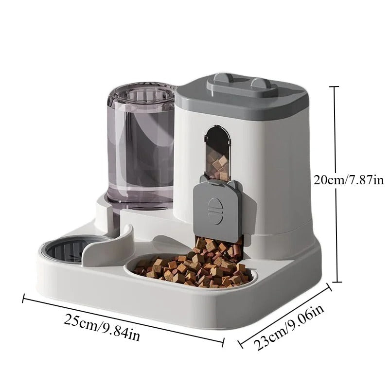 Pets Bowl Automatic Feeder with Spill Proof Design with Water Fountain Pet Food Dispenser for Small Medium Large Cats Dogs