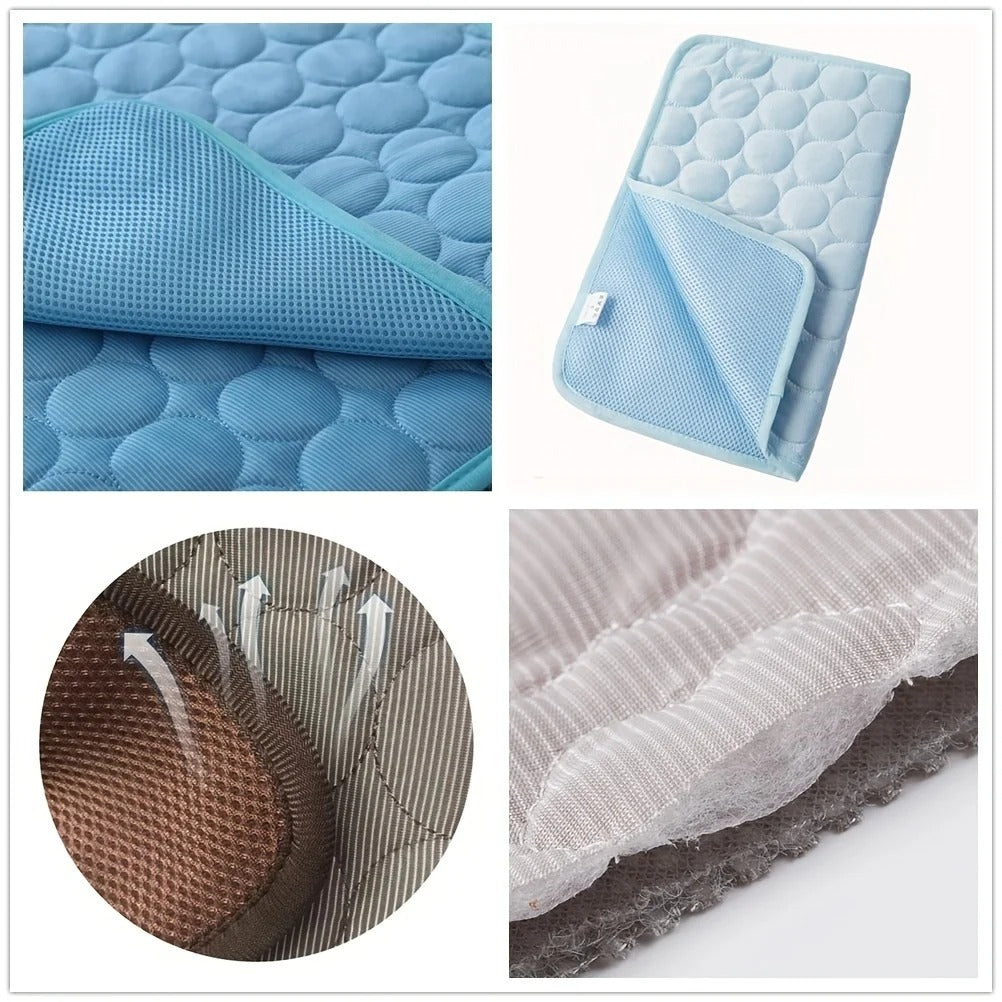 Dog Cooling Mat for Dogs & Cats, Ice Silk Breathable Summer Cooling Pad, Washable Foldable Pet Bed for Crate, Home & Travel
