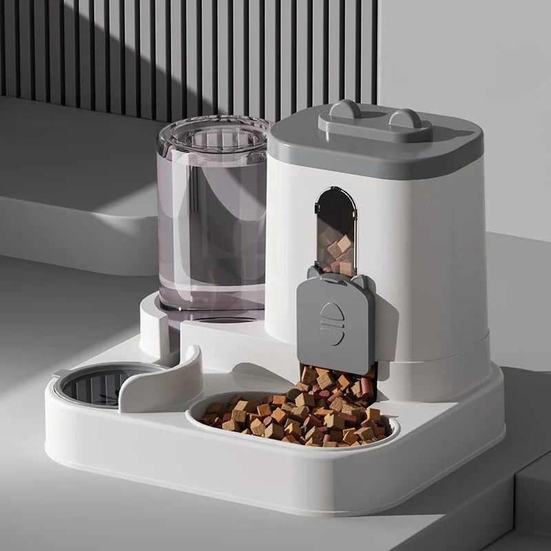 Pets Bowl Automatic Feeder with Spill Proof Design with Water Fountain Pet Food Dispenser for Small Medium Large Cats Dogs