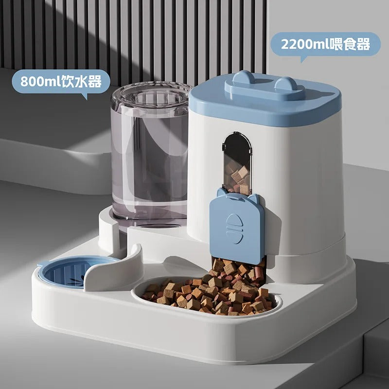 Pets Bowl Automatic Feeder with Spill Proof Design with Water Fountain Pet Food Dispenser for Small Medium Large Cats Dogs
