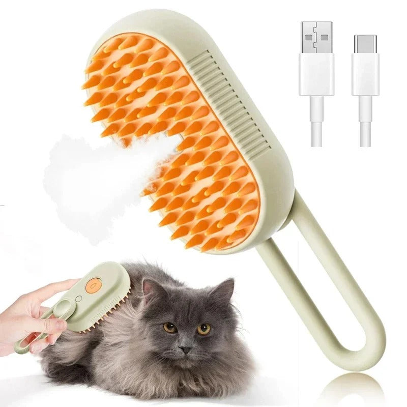 Steam Pet Brush 3-in-1 Massage Pet Steamy Brush Spray Beauty Tangled and Loose Hair Removal Cats Grooming Comb Dogs